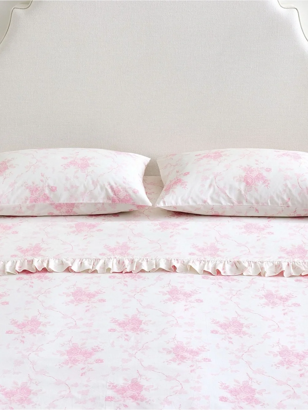 NWT Pottery Barn LoveShackFancy Pink La Vie en Rose Ruffle Sheet Set Queen